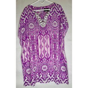 Bob Mackie Purple and White Printed Women’s Kaftan